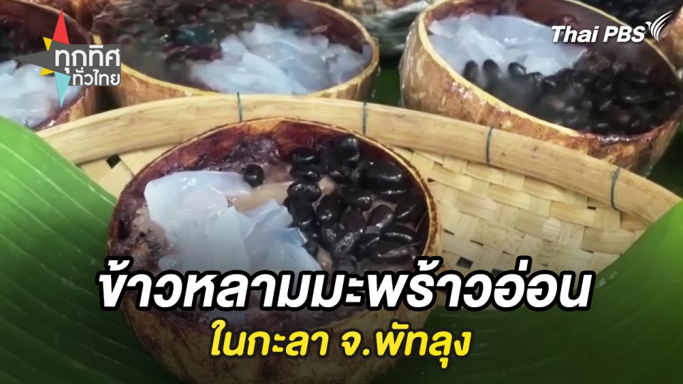 ข้าวหลามมะพร้าวอ่อนในกะลา จ.พัทลุง