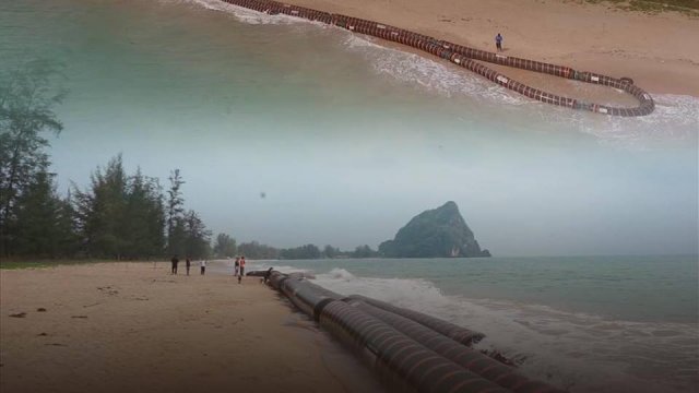 ท่อส่งน้ำมันดิบขนาดใหญ่หนัก 14 ตันลอยเกยชายหาด จ.ชุมพร