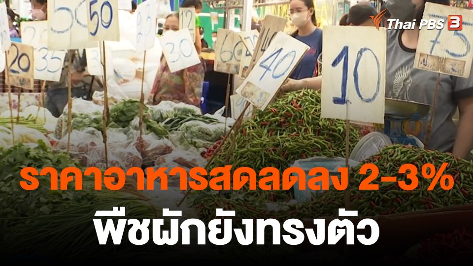 กินอยู่รู้รอบ : กรมการค้าภายในแจงราคาอาหารสดลดลง 2-3% - พืชผักยังทรงตัว