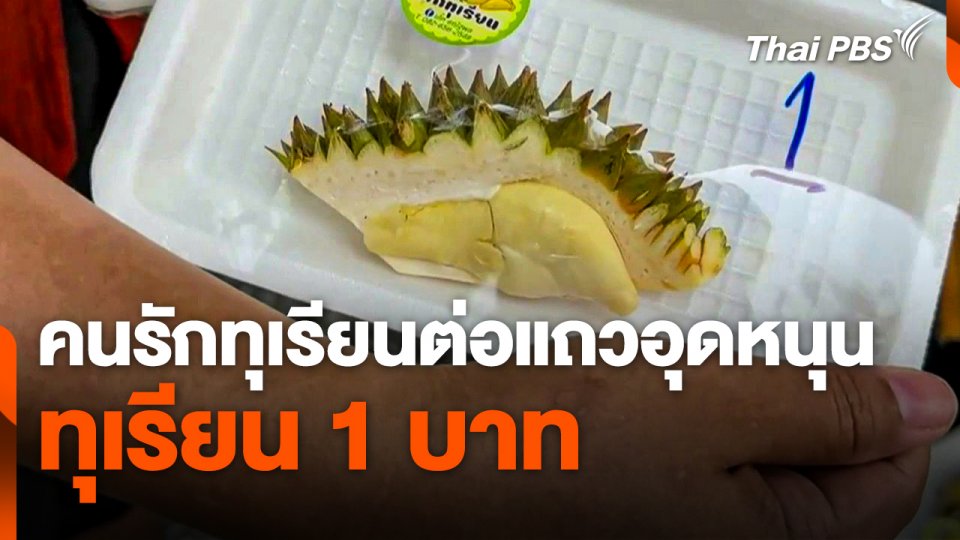 คนรักทุเรียนต่อแถวอุดหนุน "ทุเรียน 1 บาท"