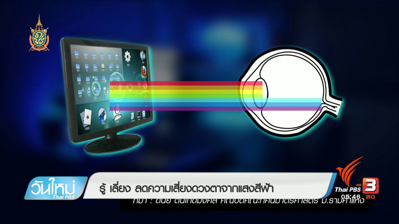 วันใหม่ ไทยพีบีเอส - 108 สุขภาพ : รู้ เลี่ยง ลดความเสี่ยงดวงตาจากแสงสีฟ้า