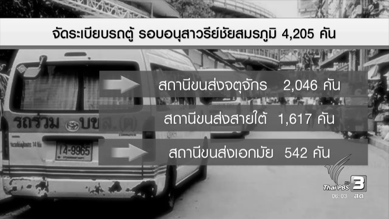 วันใหม่ ไทยพีบีเอส - ตรวจการบ้านจัดระเบียบรถตู้รอบอนุสาวรีย์ชัยสมรภูมิ