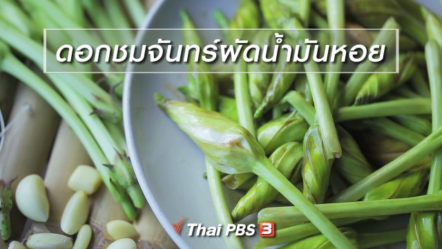 เมนูอาหารฟิวชัน : ดอกชมจันทร์ผัดน้ำมันหอย