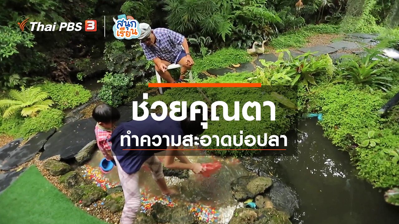 สนุกเรียน - วิชาประสบการณ์ชีวิต : ช่วยคุณตาทำความสะอาดบ่อปลา