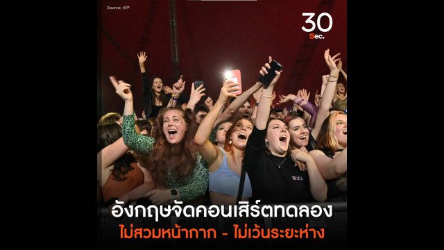 อังกฤษจัดคอนเสิร์ตทดลอง ไม่สวมหน้ากาก-ไม่เว้นระยะห่าง